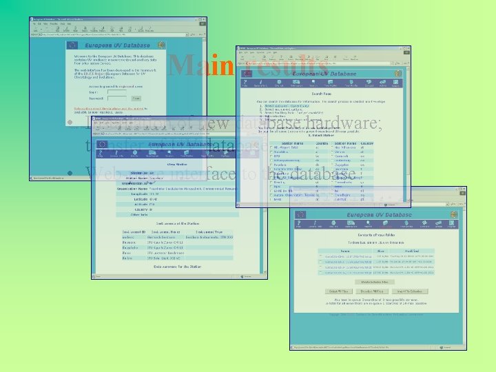 Main results • Installation of new database hardware; transfer of UV database • Web-page