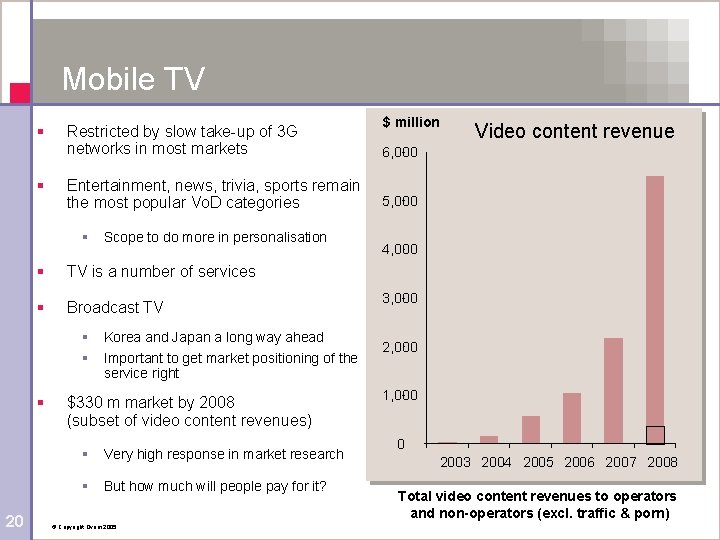Mobile TV § § 6, 000 Entertainment, news, trivia, sports remain the most popular