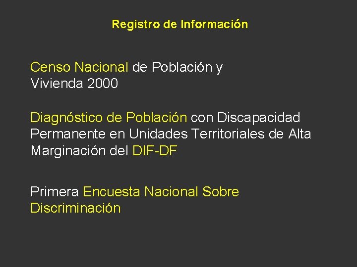 Registro de Información Censo Nacional de Población y Vivienda 2000 Diagnóstico de Población con