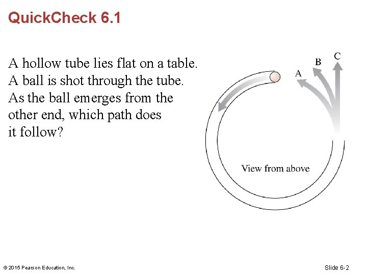 Quick. Check 6. 1 A hollow tube lies flat on a table. A ball