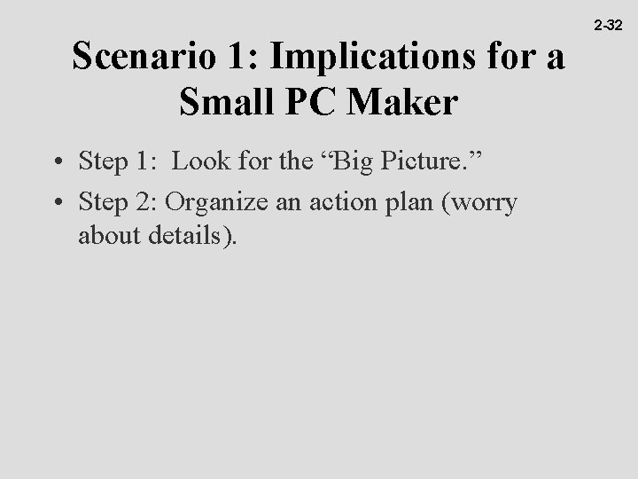 Scenario 1: Implications for a Small PC Maker • Step 1: Look for the