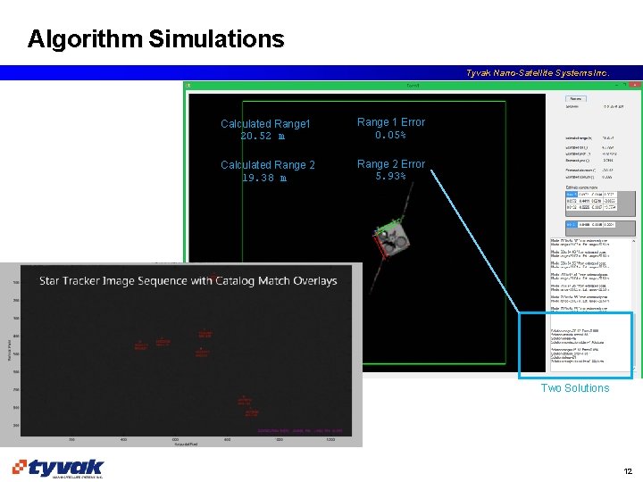 Algorithm Simulations Tyvak Nano-Satellite Systems Inc. Actual Range 20. 53 m Calculated Range 1