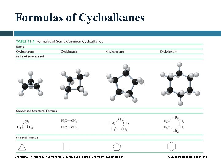 Formulas of Cycloalkanes Chemistry: An Introduction to General, Organic, and Biological Chemistry, Twelfth Edition