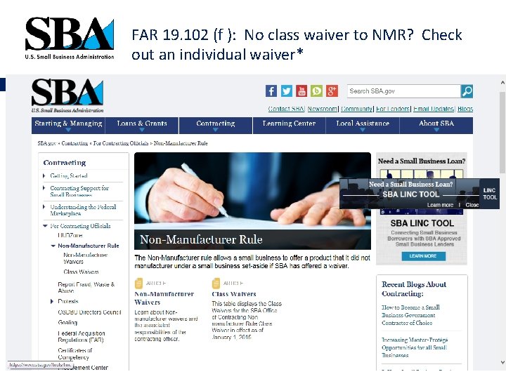 FAR 19. 102 (f ): No class waiver to NMR? Check out an individual