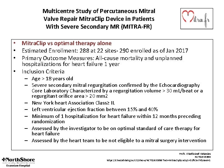 Multicentre Study of Percutaneous Mitral Valve Repair Mitra. Clip Device in Patients With Severe