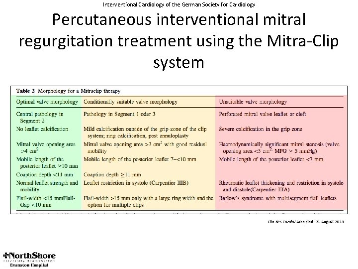 Interventional Cardiology of the German Society for Cardiology Percutaneous interventional mitral regurgitation treatment using