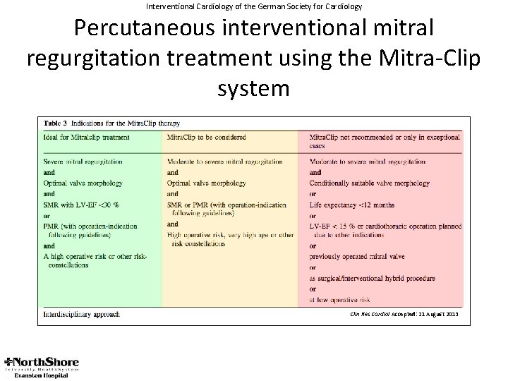 Interventional Cardiology of the German Society for Cardiology Percutaneous interventional mitral regurgitation treatment using