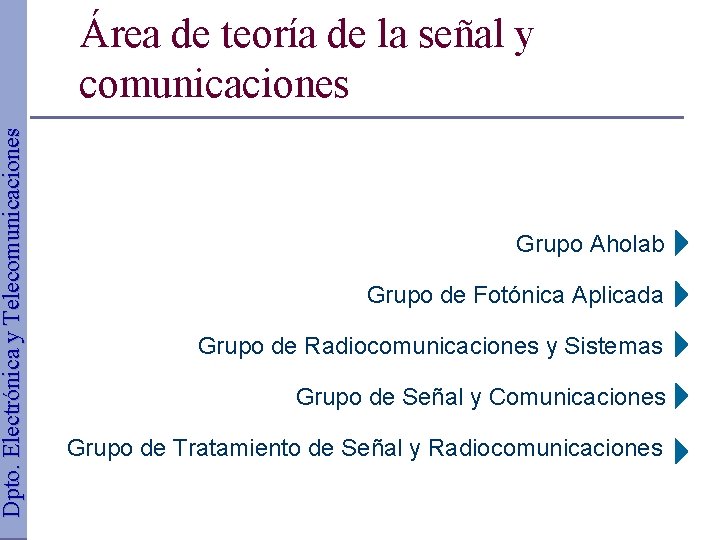 Dpto. Electrónica y Telecomunicaciones Área de teoría de la señal y comunicaciones Grupo Aholab