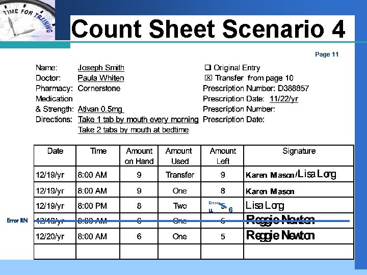 Company LOGO Count Sheet Scenario 4 Page 11 Error LL Error RN 6 