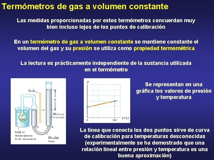 Termómetros de gas a volumen constante Las medidas proporcionadas por estos termómetros concuerdan muy