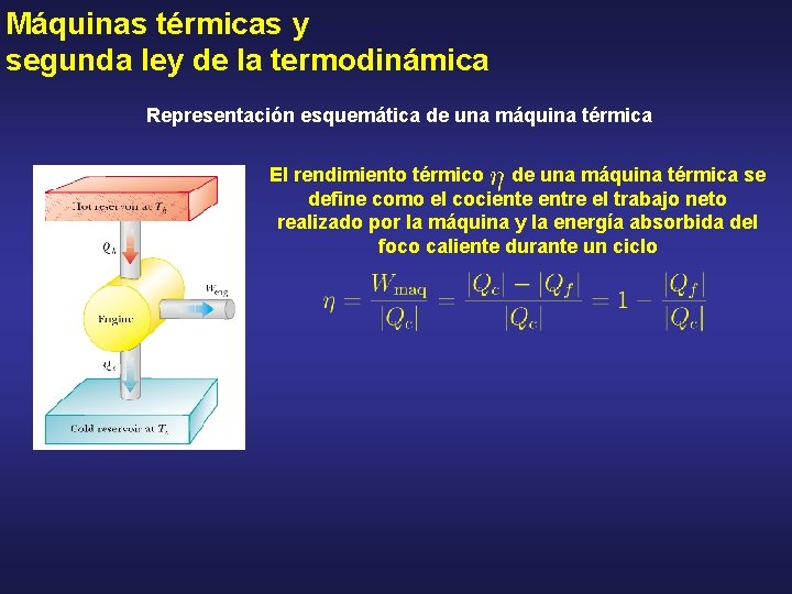 Máquinas térmicas y segunda ley de la termodinámica Representación esquemática de una máquina térmica