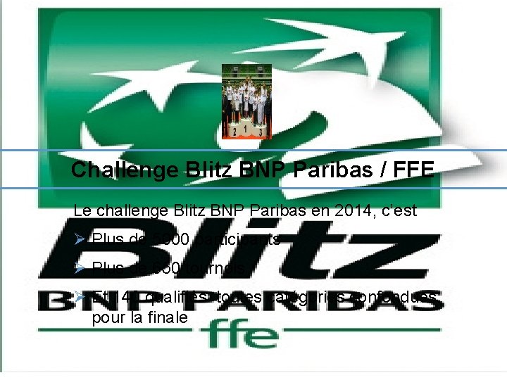 Challenge Blitz BNP Paribas / FFE Le challenge Blitz BNP Paribas en 2014, c’est