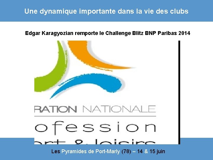 Une dynamique importante dans la vie des clubs Edgar Karagyozian remporte le Challenge Blitz