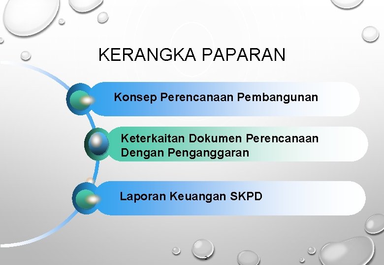 KERANGKA PAPARAN Konsep Perencanaan Pembangunan Keterkaitan Dokumen Perencanaan Dengan Penganggaran Laporan Keuangan SKPD 2