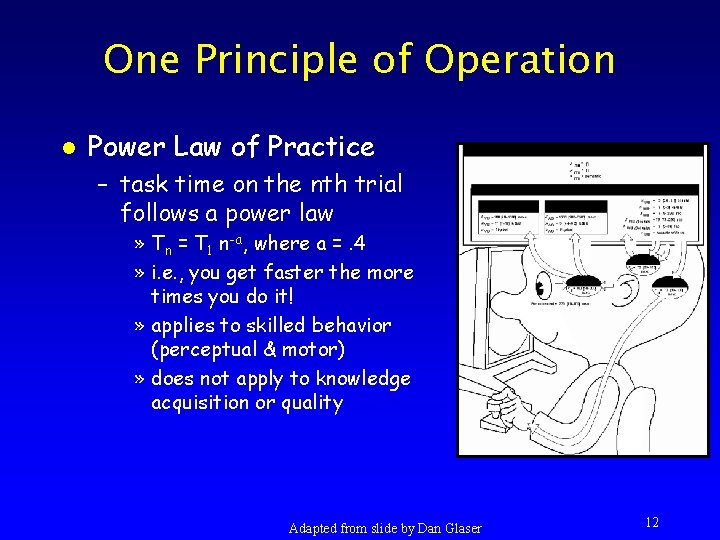 One Principle of Operation l Power Law of Practice – task time on the