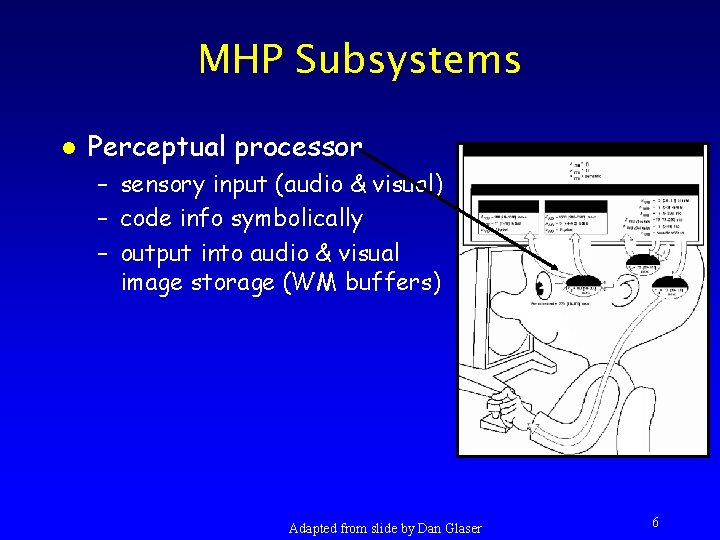 MHP Subsystems l Perceptual processor – sensory input (audio & visual) – code info