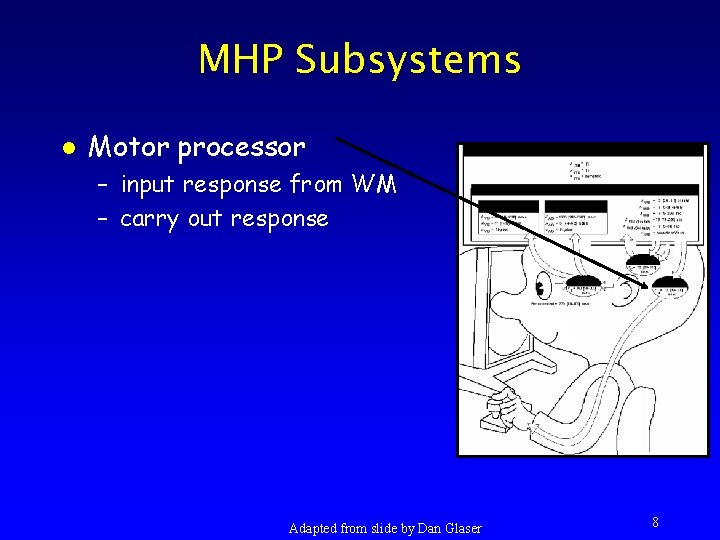MHP Subsystems l Motor processor – input response from WM – carry out response