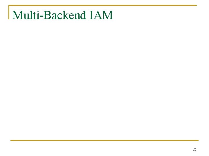 Multi-Backend IAM 25 
