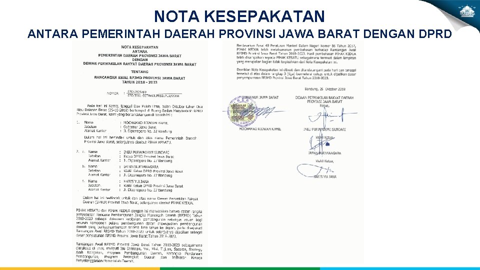 NOTA KESEPAKATAN ANTARA PEMERINTAH DAERAH PROVINSI JAWA BARAT DENGAN DPRD 