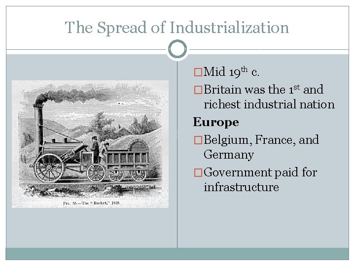 The Spread of Industrialization �Mid 19 th c. �Britain was the 1 st and The Spread of Industrialization �Mid 19 th c. �Britain was the 1 st and