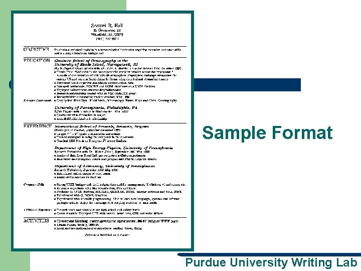 Sample Format Purdue University Writing Lab 