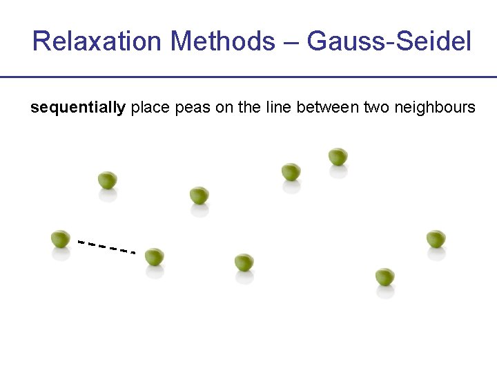 Relaxation Methods – Gauss-Seidel sequentially place peas on the line between two neighbours 