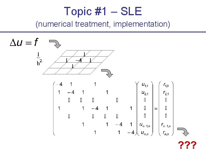 Topic #1 – SLE (numerical treatment, implementation) ? ? ? 