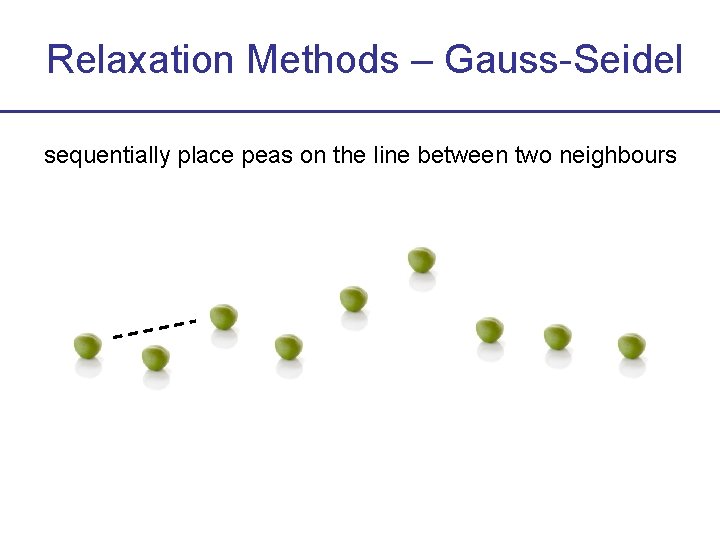 Relaxation Methods – Gauss-Seidel sequentially place peas on the line between two neighbours 