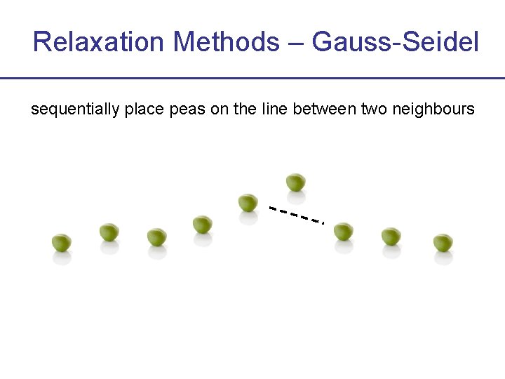 Relaxation Methods – Gauss-Seidel sequentially place peas on the line between two neighbours 