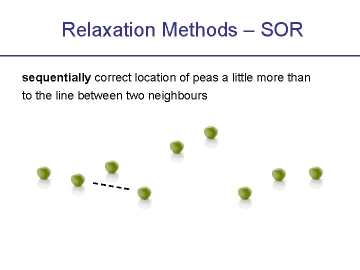 Relaxation Methods – SOR sequentially correct location of peas a little more than to