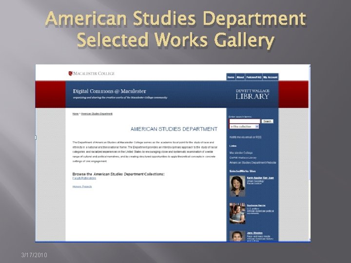 American Studies Department Selected Works Gallery 3/17/2010 