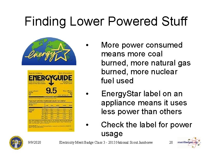 Finding Lower Powered Stuff 9/9/2020 • More power consumed means more coal burned, more