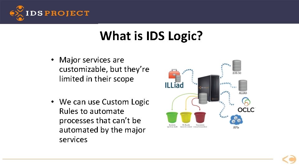 What is IDS Logic? • Major services are customizable, but they’re limited in their