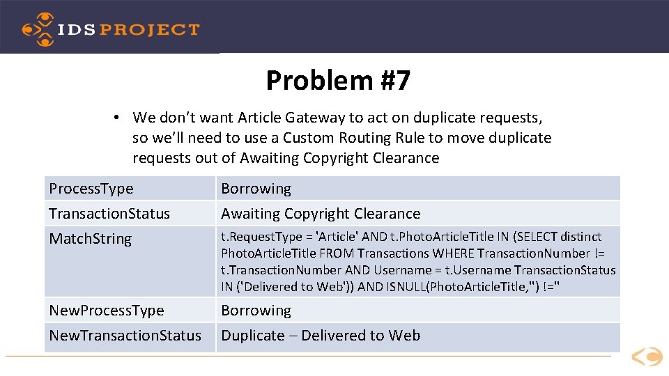 Problem #7 • We don’t want Article Gateway to act on duplicate requests, so