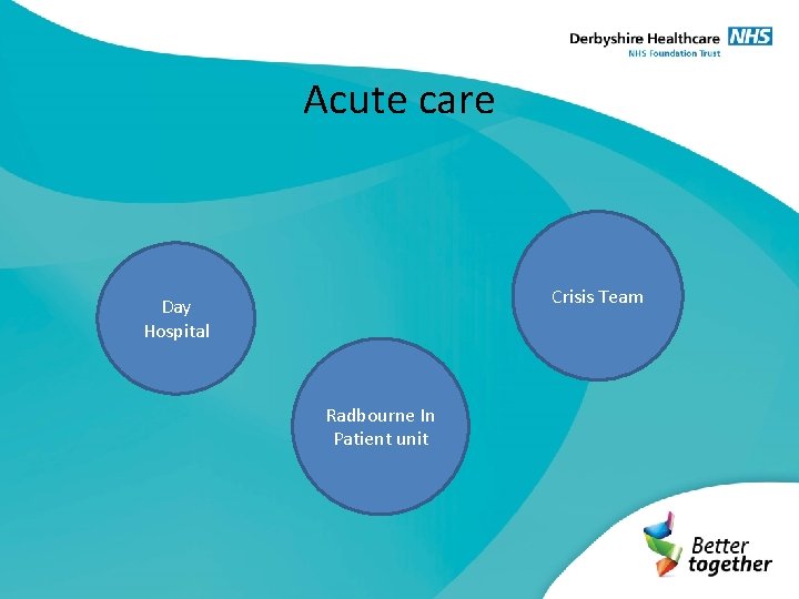 Acute care Crisis Team Day Hospital Radbourne In Patient unit 