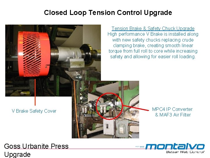 Closed Loop Tension Control Upgrade Tension Brake & Safety Chuck Upgrade High performance V