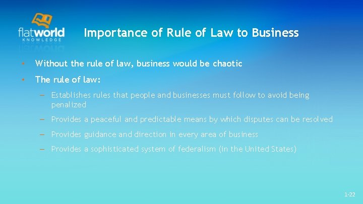 Importance of Rule of Law to Business • Without the rule of law, business