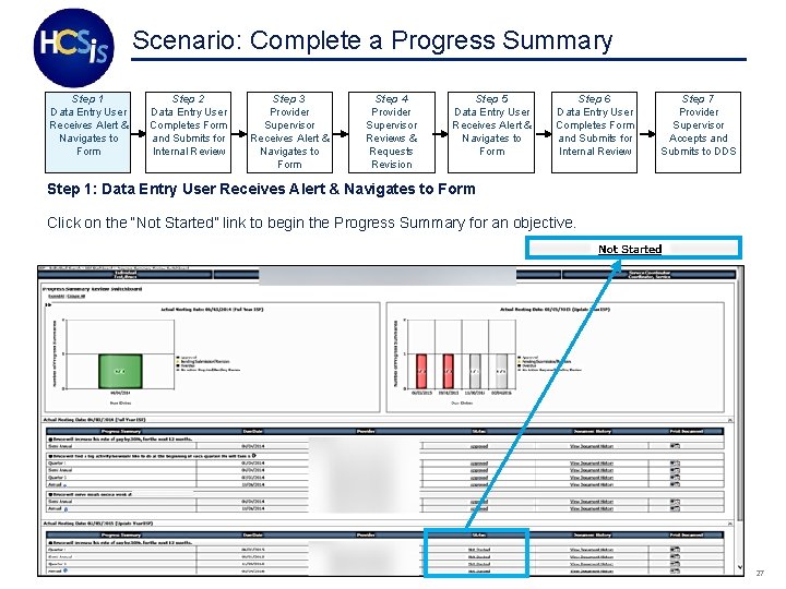 Scenario: Complete a Progress Summary Step 1 Data Entry User Receives Alert & Navigates