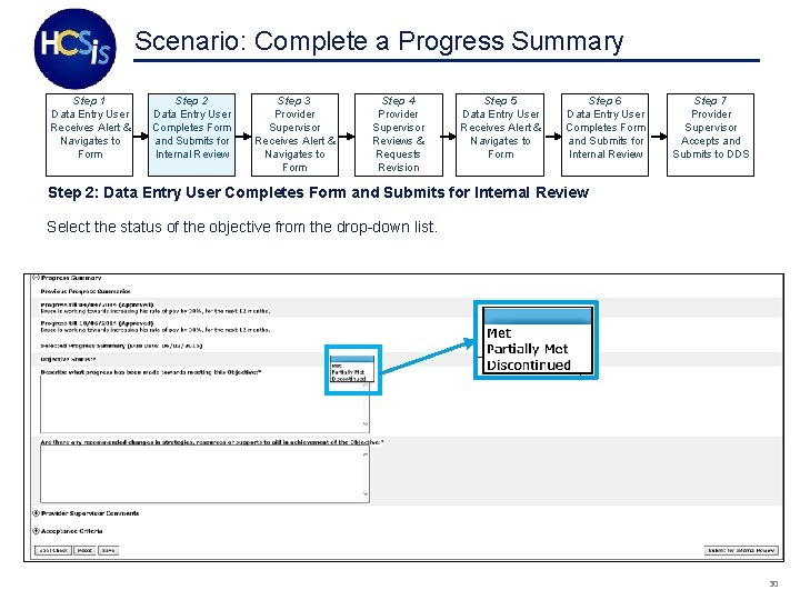 Scenario: Complete a Progress Summary Step 1 Data Entry User Receives Alert & Navigates