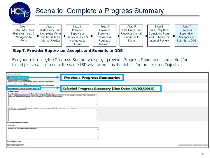 Scenario: Complete a Progress Summary Step 1 Data Entry User Receives Alert & Navigates