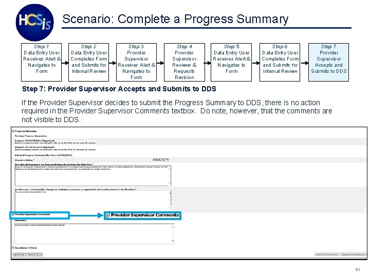 Scenario: Complete a Progress Summary Step 1 Data Entry User Receives Alert & Navigates