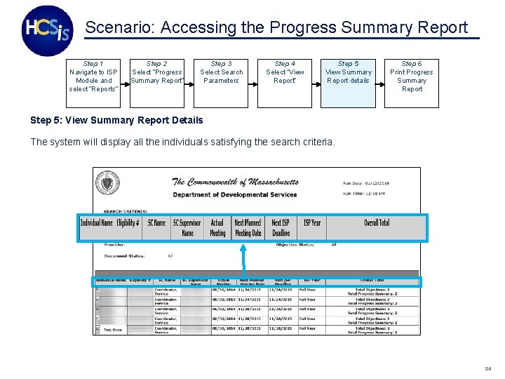 Scenario: Accessing the Progress Summary Report Step 1 Navigate to ISP Module and select