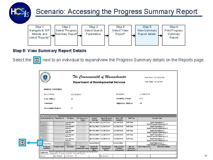 Scenario: Accessing the Progress Summary Report Step 1 Navigate to ISP Module and select