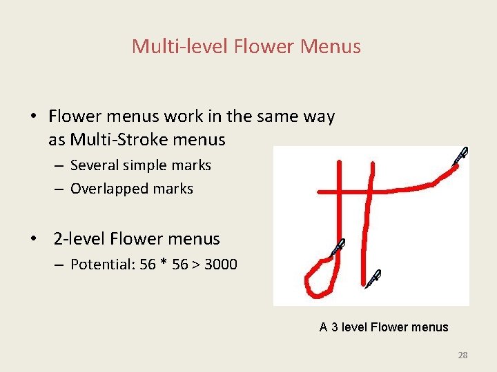 Multi-level Flower Menus • Flower menus work in the same way as Multi-Stroke menus