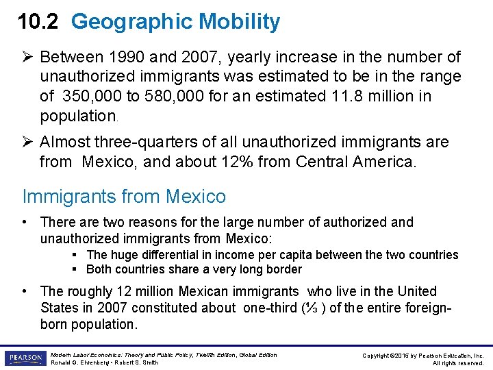 10. 2 Geographic Mobility Ø Between 1990 and 2007, yearly increase in the number