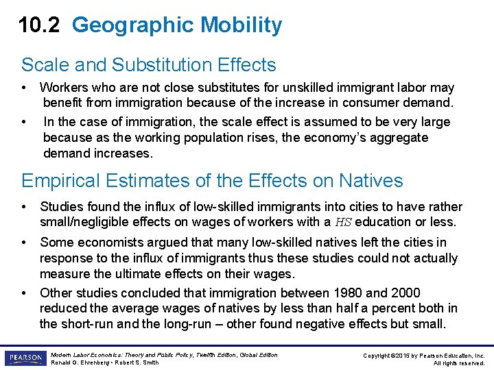 10. 2 Geographic Mobility Scale and Substitution Effects • • Workers who are not