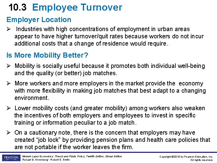 10. 3 Employee Turnover Employer Location Ø Industries with high concentrations of employment in