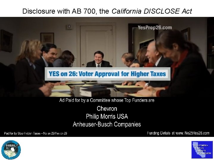 Disclosure with AB 700, the California DISCLOSE Act 