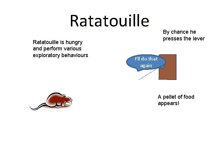 Ratatouille is hungry and perform various exploratory behaviours By chance he presses the lever