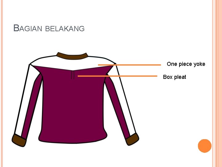 BAGIAN BELAKANG One piece yoke Box pleat 